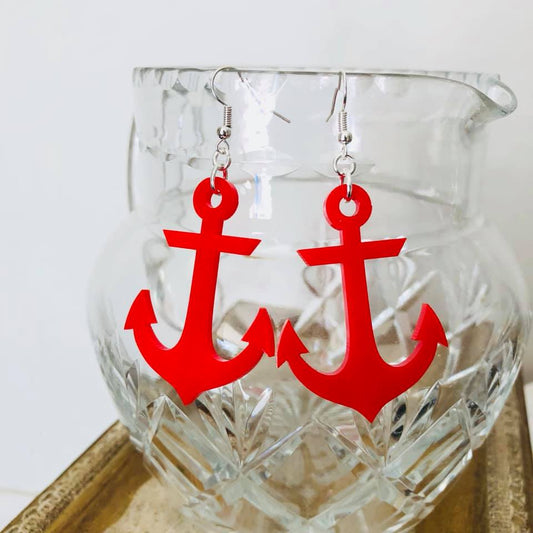 RED ANCHOR EARRINGS