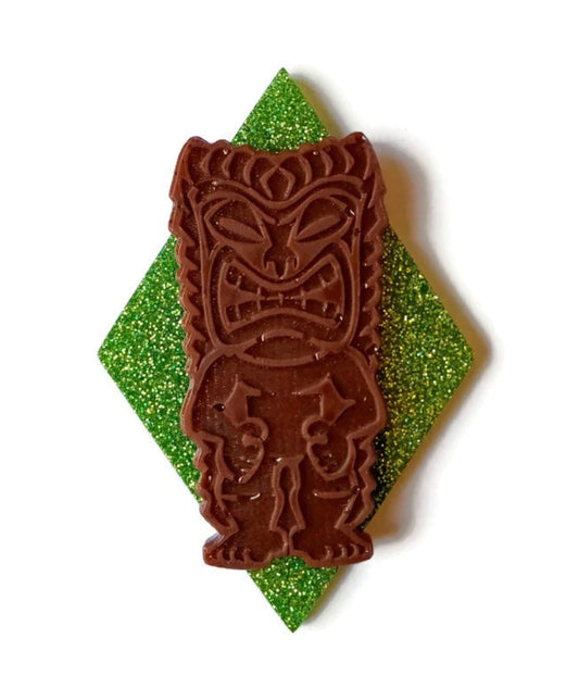 LIME GREEN TIKI BROOCH