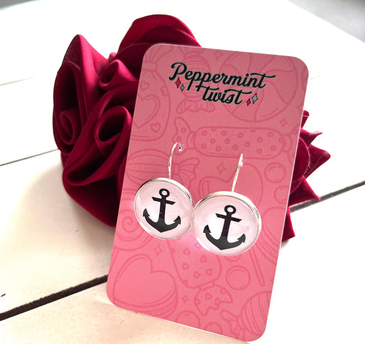 MIDNIGHT AHOY ANCHOR EARRINGS