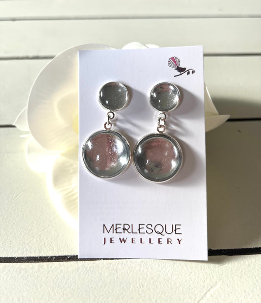 METALLIC SILVER DROP EARRINGS
