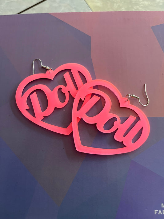 PINK GLITTER DOLL EARRINGS