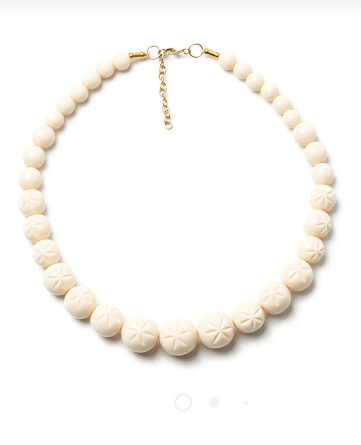 CREAM heavy carve bead necklace