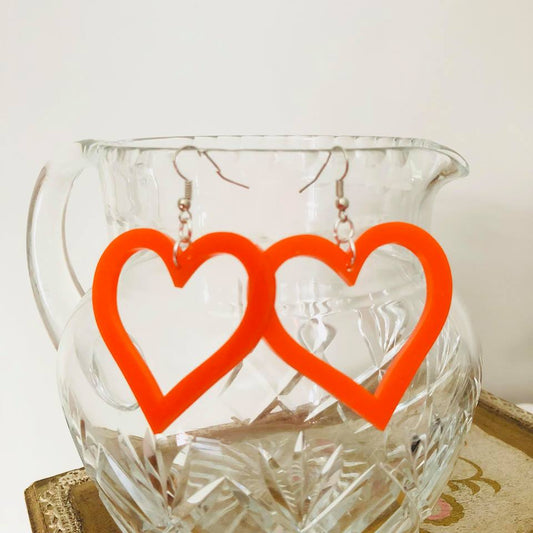 ORANGE HEART EARRINGS